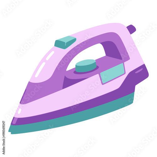 electric iron laundry cleaning tool flat color vector illustration template design