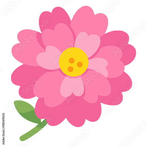 cartoon beautiful red blooming flower nature plant flat color vector illustration template design