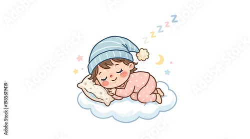 Sleepy face with night cap emotion for kids