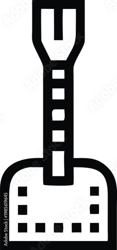 Minimalist linear icon representing a snow shovel with a wide blade for clearing pathways