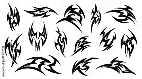 Set of black tribal tattoo designs