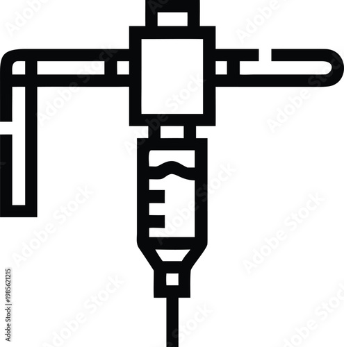 Medical intravenous drip fluid bag outline icon for hospital treatment and essential healthcare procedures