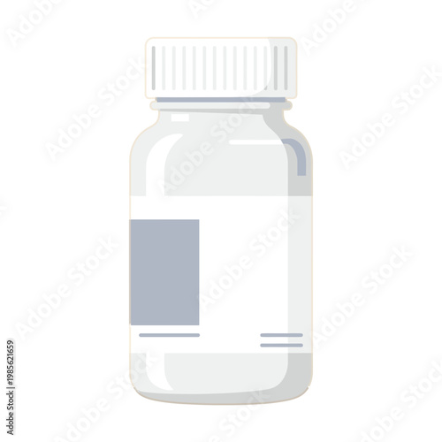 empty transparent vitamin supplement bottle with label vector illustration