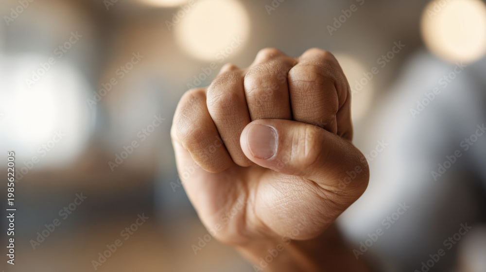 Naklejka premium Closed fist: strength will