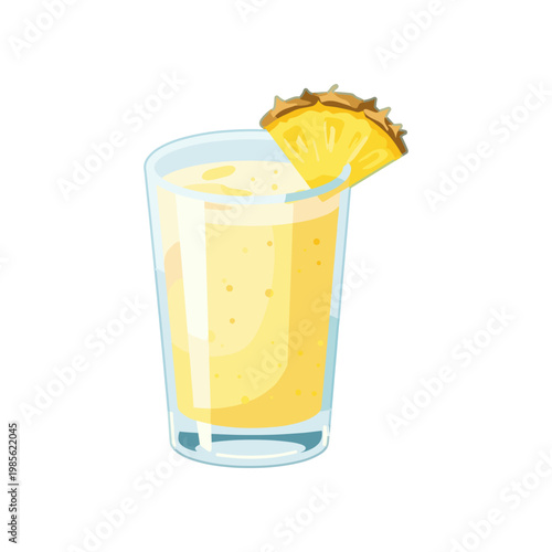 refreshing orange juice in tall glass with citrus slice vector illustration
