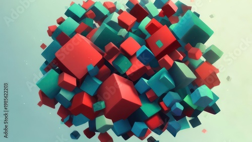 Wallpaper Mural Abstract 3D Cubes Cluster Formation. Torontodigital.ca