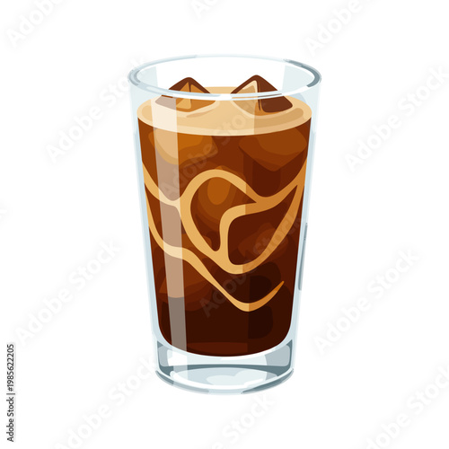 iced caramel macchiato coffee drink in glass with swirl design vector illustration