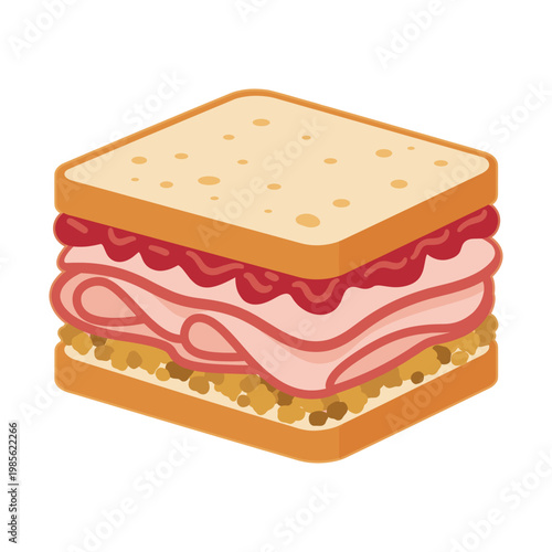 delicious stacked club sandwich with bacon lettuce and tomato vector illustration