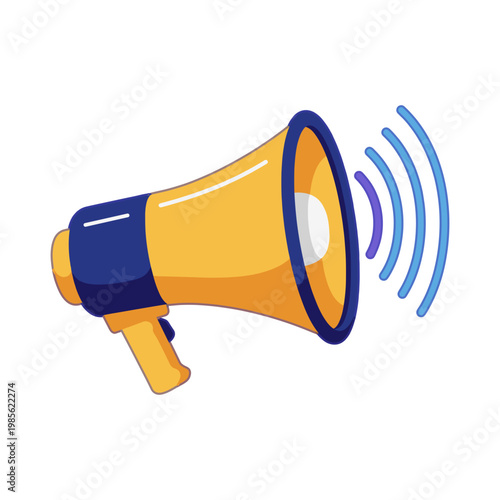 loudspeaker announcing sound waves in flat design vector illustration