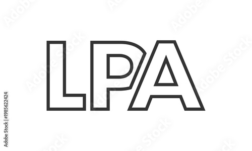 LPA logo design template with strong and modern bold text. Initial based vector logotype featuring simple and minimal typography. Trendy company identity.
