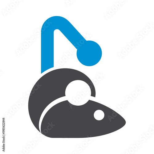 Vector graphic of a mouse with a blue scroll wheel on a plain background