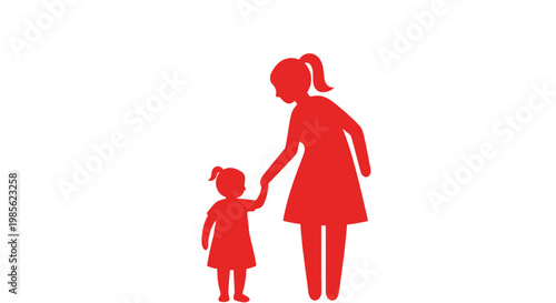 Mother and Child Silhouette Illustration.