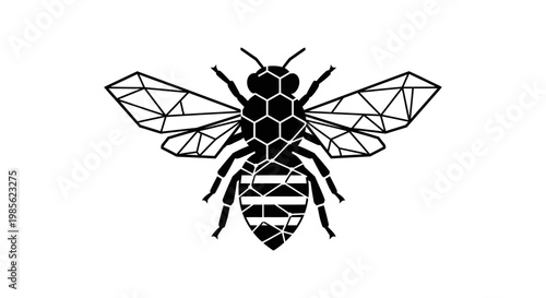 Geometric bee with honeycomb pattern.