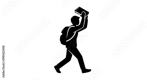 Man Running with Book in Hand.
