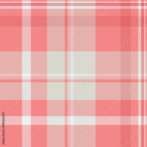 Design check texture tartan, dimensional vector fabric textile. Pastel plaid background seamless pattern in red and white colors.