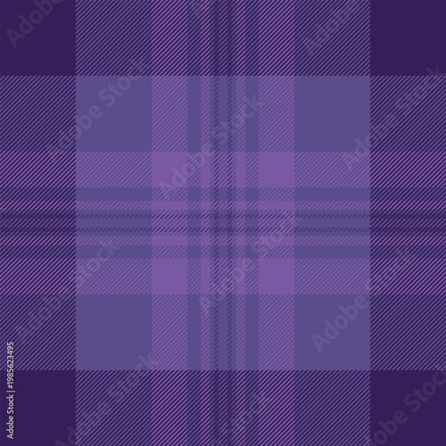 Cell fabric background seamless, victorian textile check plaid. Direct vector texture pattern tartan in violet and indigo colors.