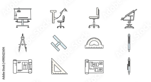 Architectural Drawing Tools and Equipment Collection.