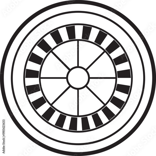 A bold graphic illustration of a roulette wheel, a symbol of chance and excitement, perfect for conveying themes of risk, gaming, and fortune.