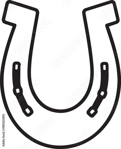 A monochrome horseshoe illustration representing luck.