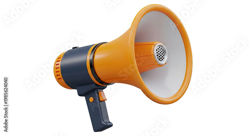Orange and Dark Blue Megaphone Isolated on White Background