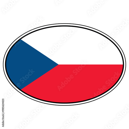 Oval sticker Czech Republic national flag stylized geometric emblem