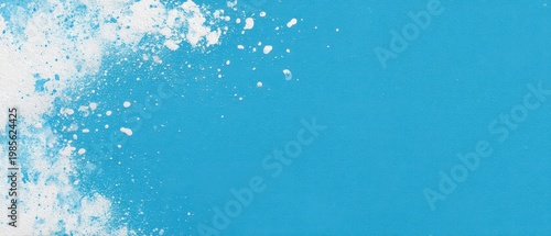Abstract Blue Background with White Powder Splatter and Glitter Details