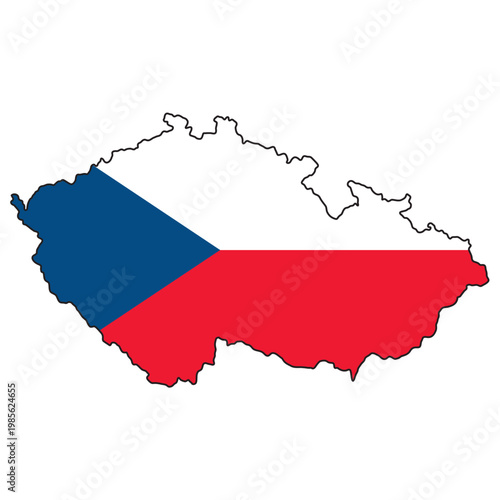 Czech Republic map filled with national flag symbolic illustration