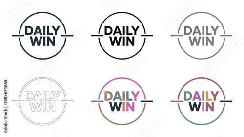 Daily win badge is presented in six circular variations.