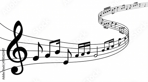 vector illustration of musical notes and treble clef on sheet music