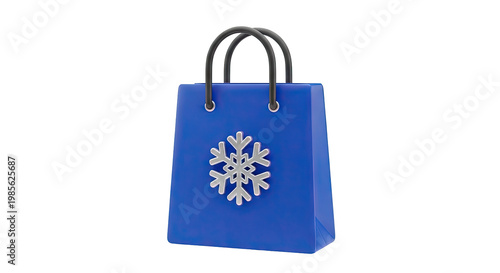 Blue Shopping Bag with Snowflake Icon