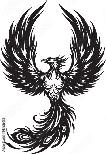 Detailed illustration of a mythical phoenix.