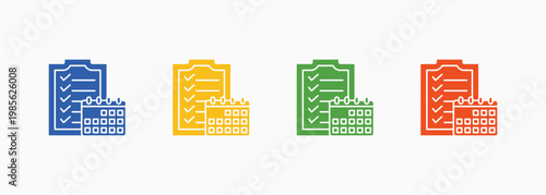 Planning Icon Set Color Multiple Style Collection Element For Design