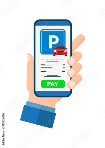 Mobile App for Easy Digital Parking Payment with Red Car on Screen