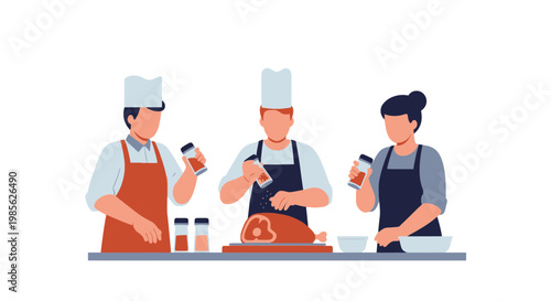 Chefs Preparing and Tasting Food in a Modern Kitchen