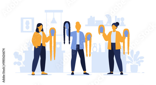 Stylish Young Women Trying Clothes in a Modern Boutique