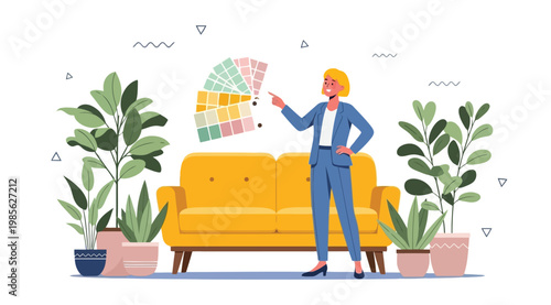 Interior designer choosing color palette for living room