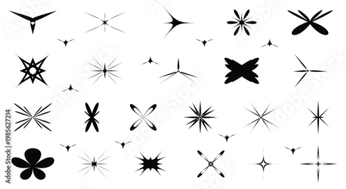 Starburst icon collection, Minimalist sparkles icon set, Different star icon symbol illustration.