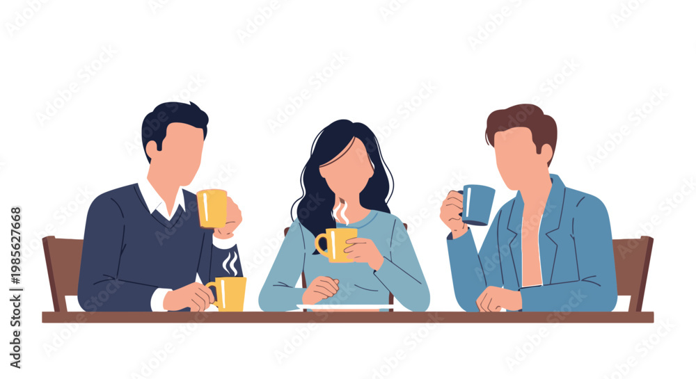 Fototapeta premium Casual Group of Friends Enjoying Coffee and Drinks at a Café