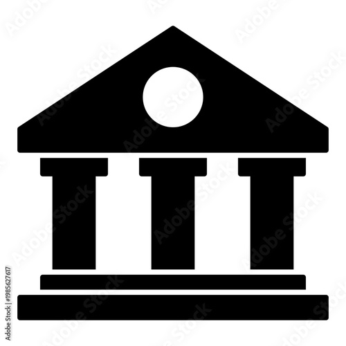 Bank Building Solid Glyph Icon for Financial and Banking App UI