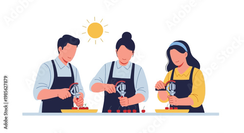 Group of People Cooking and Preparing Food Together in Kitchen