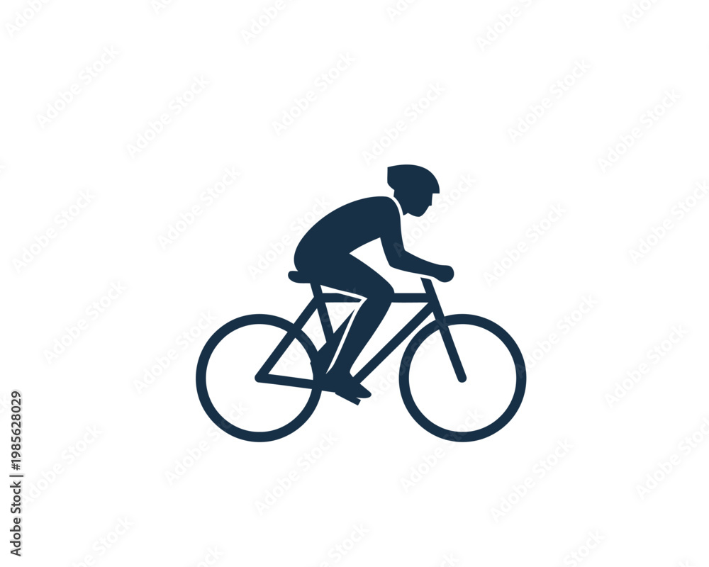Obraz premium Dynamic silhouette of a cyclist riding a bicycle, representing sport, activity, and movement. An emblem for fitness and outdoor pursuits, showcasing an active lifestyle