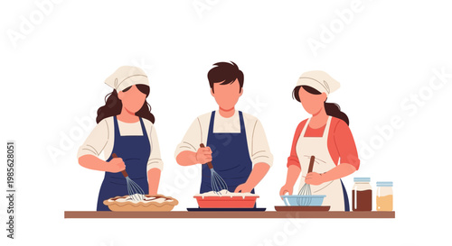Family Cooking Together, Kids and Adults Preparing Food in Kitchen