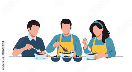 Family Cooking Together Enjoying Meal Prep and Sharing Food