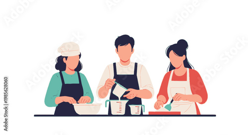 Cooking Class with Diverse Participants in a Modern Kitchen