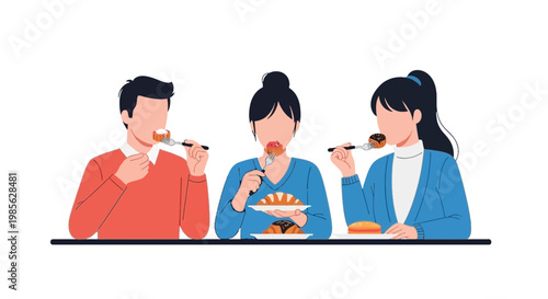 Group of Friends Enjoying Dessert Tasting at a Social Gathering