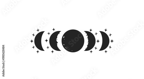 Phases of the Moon Illustration.