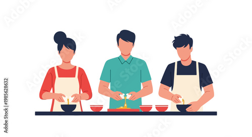 Young People Cooking Together in Modern Kitchen