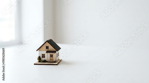Small House Model on White Background for Real Estate Concept