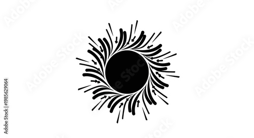 Black sun symbol with rays.