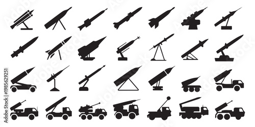 Missile Launcher and Rocket Silhouettes Set